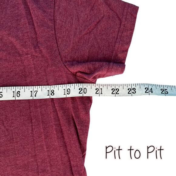 LAT Ladies V-Neck Short Sleeve Tee Shirt Top Ladies Size Large Burgundy - Picture 6 of 8